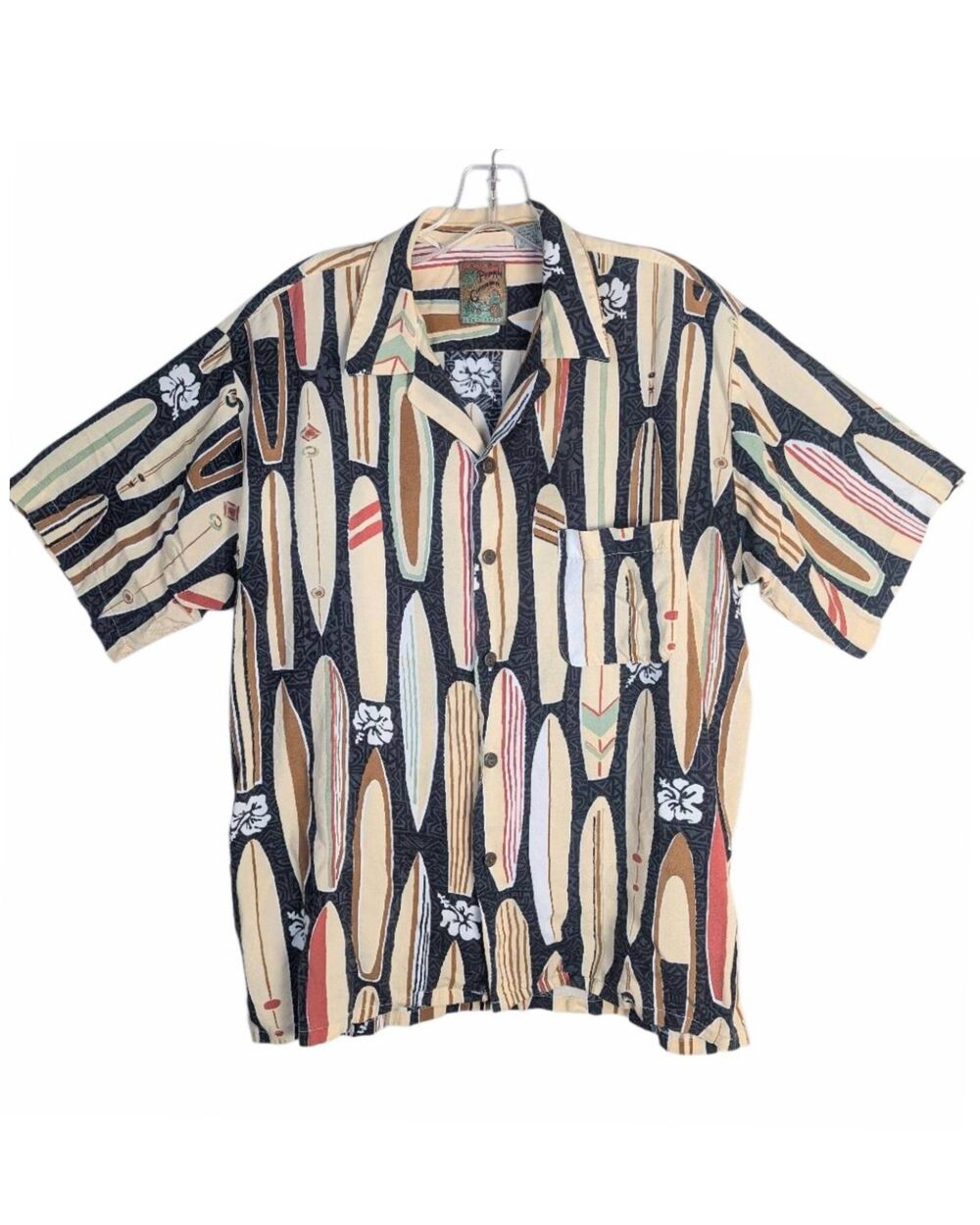 Pineapple Connection Surfboard multi Hawaiian button down casual shirts Mens M